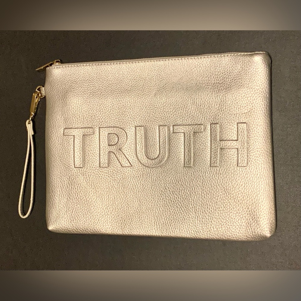 TRUTH or DARE Metallic Silver Clutch